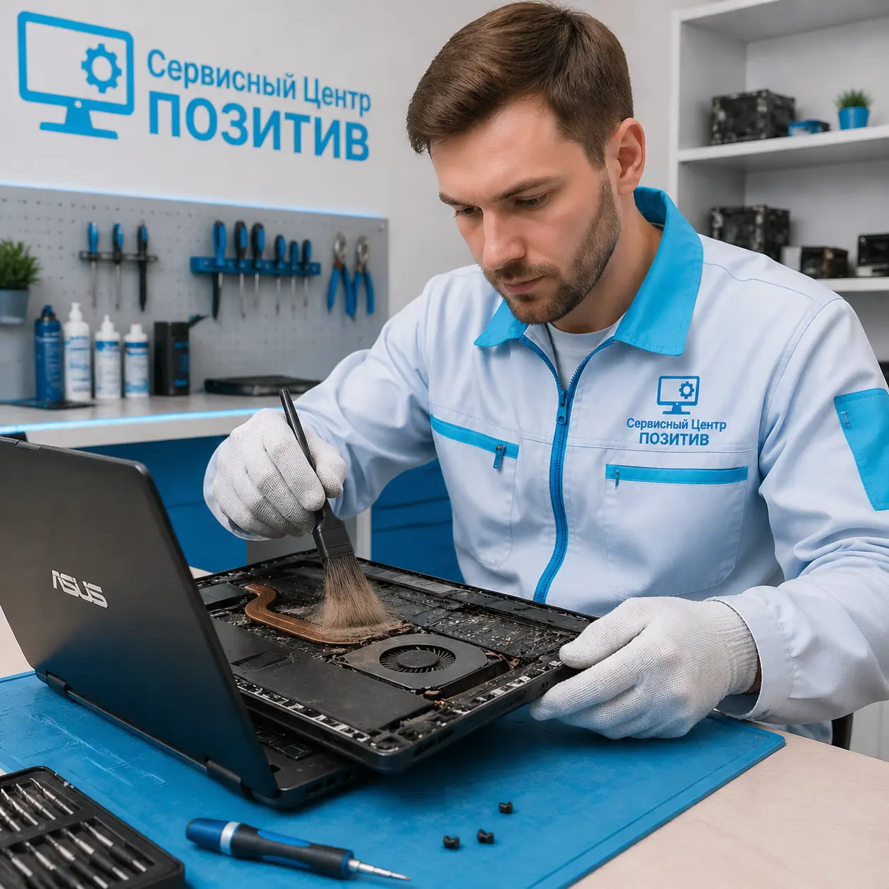 Чистка ноутбука Asus от пыли в Павловском Посаде | Замена термопасты