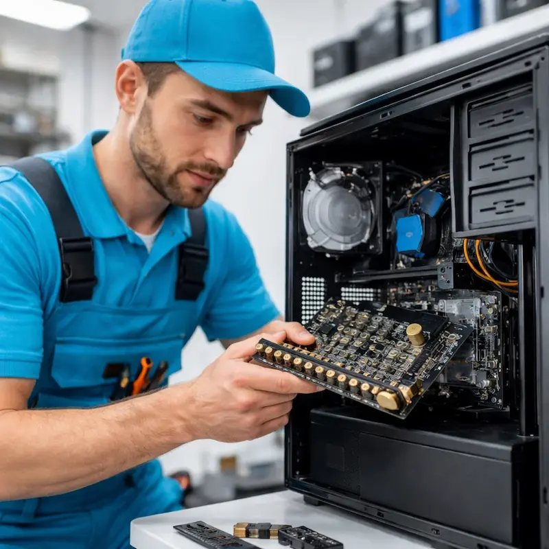 Мастер устанавливает звуковую карту на ПК в Павловском Посаде