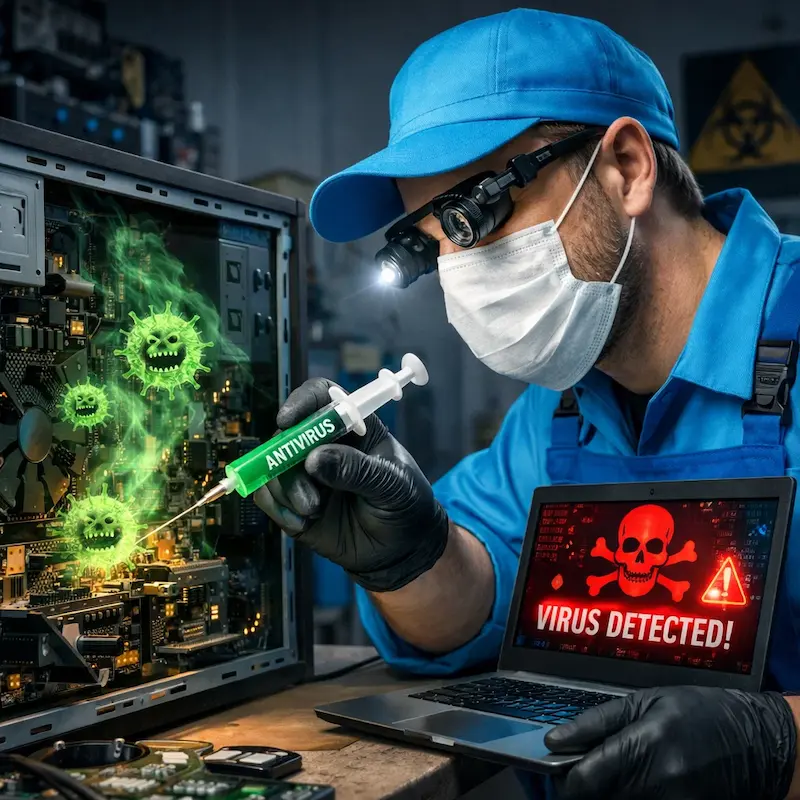 Лечение компьютера от вирусов в Павловском Посаде на дому